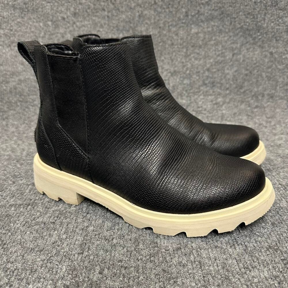 Sorel Women’s Lennox Chelsea Boots Lugsole Moto Biker Waterproof Booties 8.5
